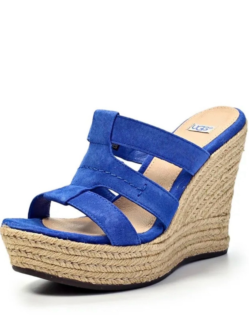 UGG Blue Suede Espadrille Wedge Slide